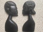 Afrikaanse platte buste beeldjes man vrouw, Ophalen of Verzenden