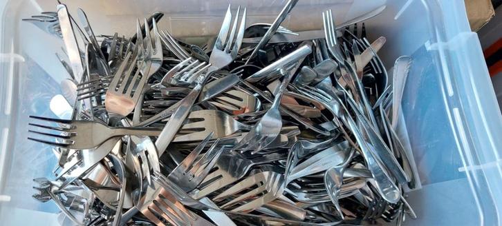 gebaks- of dessertvorkjes, per 10 stuks te koop, Huis en Inrichting, Keuken | Bestek, Nieuw, Los bestek, Rvs of Chroom, Vaatwasserbestendig