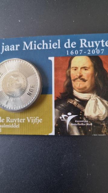 5x5 euro stuk, herdenkingsmunt Michiel de Ruyter beschikbaar voor biedingen