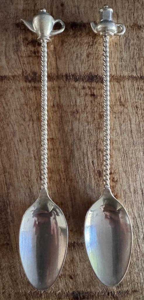 Set Verzilverde DE lepeltjes, Antiek en Kunst, Antiek | Bestek, Ophalen of Verzenden
