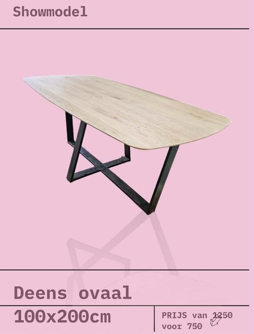 Deens ovaal eiken eettafel, Huis en Inrichting, Tafels | Eettafels, Nieuw, 100 tot 150 cm, 200 cm of meer, Vijf personen of meer