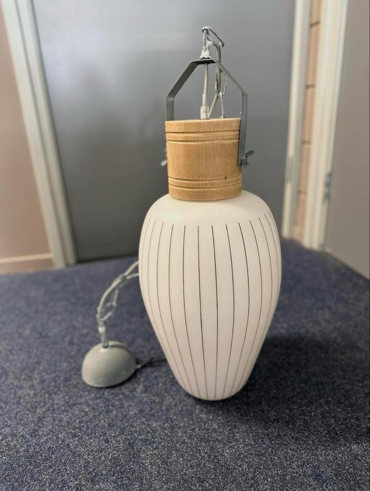 Vintage Philips Louis Kalff hanglamp jaren 60, Huis en Inrichting, Lampen | Hanglampen, Gebruikt, Minder dan 50 cm, Glas, Ophalen