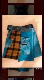 Unieke wikkelspijkerrok. Handmade. Denim met wolachtige stof, Maat 38/40 (M), Nieuw, Arts_in_Denim, Boven de knie