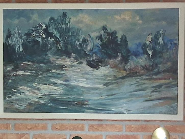 Olieverf op linnen van Henri Kley., Antiek en Kunst, Kunst | Schilderijen | Abstract, Ophalen