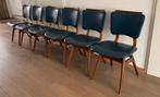 Set van 6 vintage design eetkamerstoelen, Huis en Inrichting, Stoelen, Ophalen, Gebruikt, Blauw, Vintage