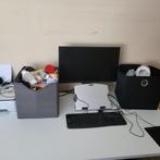 Bureau wit blad in hoogte verstelbaar, 160x80 €40!, Ophalen, In hoogte verstelbaar, Gebruikt, Bureau