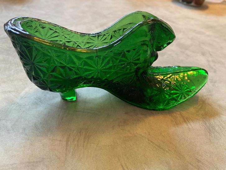 Groen Glazen Schoentje Fenton Art Glass Company 1970, Antiek en Kunst, Antiek | Glas en Kristal, Ophalen of Verzenden