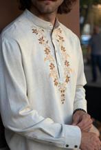 Linnen shirt geborduurd maat L beige, Nieuw, Ophalen of Verzenden, Accessoires, Wit, Ivoor of Crème