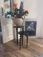 Set van 2 metalen bijzettafels – zwart, Ophalen, Minder dan 55 cm, Metaal of Aluminium, Rond