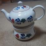 Boerenbont theepot met theelichthouder, Ophalen of Verzenden