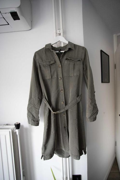 Kaki groene jurk Jean Pascale maat 36, Kleding | Dames, Jurken, Zo goed als nieuw, Maat 36 (S), Groen, Boven de knie, Verzenden