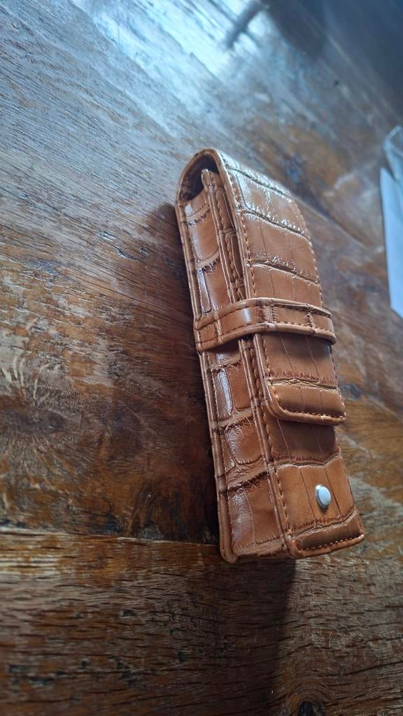 Etui voor 2 pennen - Bruin leer, Overige merken, Ophalen of Verzenden, Zo goed als nieuw, Leer