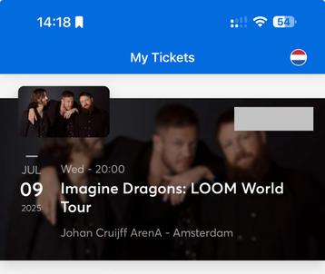 Imagine Dragons staanplaatsen 1x beschikbaar voor biedingen