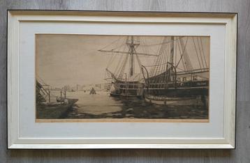 J. B Hazewinkel (1897-1977) - Oosterdok met Schip - Pollux  beschikbaar voor biedingen