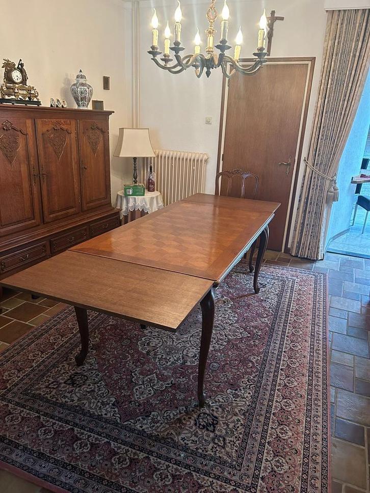 Uitschuifbare Eettafel+ stoelen -160x90cm + 90cm extra, Antiek en Kunst, Antiek | Meubels | Tafels, Ophalen of Verzenden