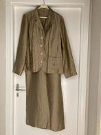 Prachtig beige pak jasje met broek maat 46, 65% linnen, Ophalen, Rosie’s R L.F.Coll., Beige, Maat 46/48 (XL) of groter