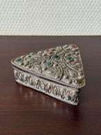 Vintage Verzilverd Doosje met Edelstenen voor Sieraden etc., Antiek en Kunst, Ophalen of Verzenden