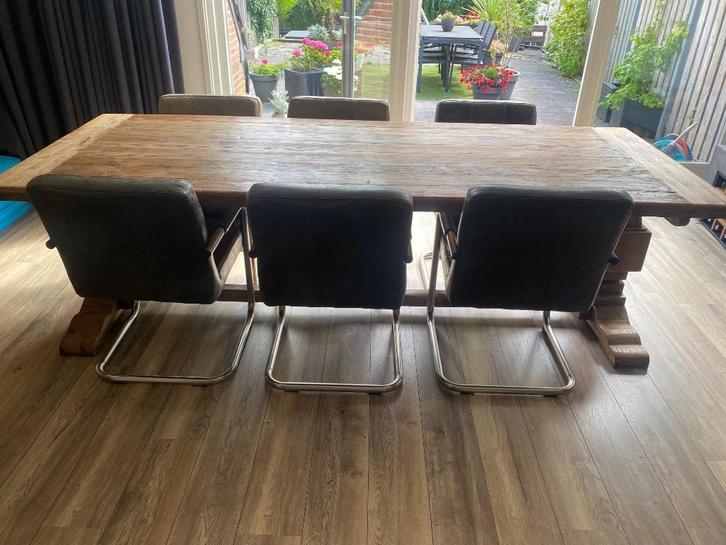 Eettafel Stoelen, Huis en Inrichting, Stoelen, Gebruikt, Vijf, Zes of meer stoelen, Leer, Zwart, Ophalen