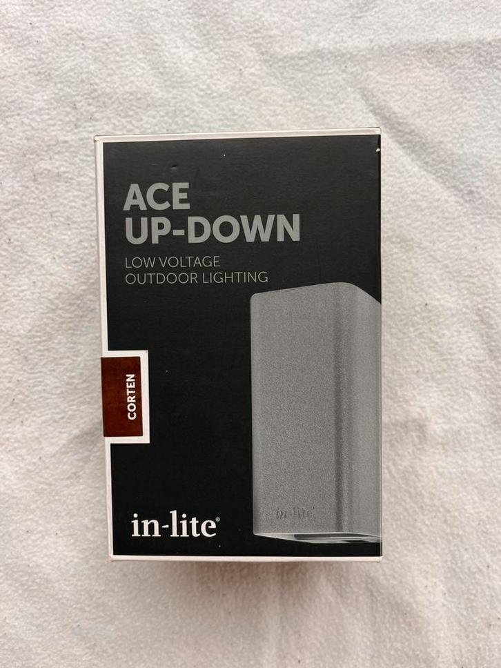 Nieuw - in-Lite Ace up-down corten, Tuin en Terras, Buitenverlichting, Nieuw, Wandlamp, Aluminium, Minder dan 50 watt, Netvoeding