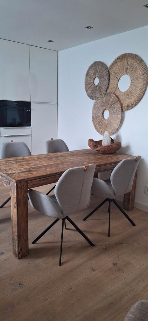 4 draaibare eetkamerstoelen grijs(Goossens) Mooie kwaliteit!, Huis en Inrichting, Stoelen, Zo goed als nieuw, Vier, Metaal, Stof
