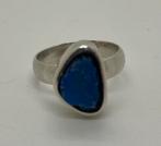 Zilveren Ring opaal blauw maat 17, Sieraden, Tassen en Uiterlijk, Ringen, Blauw, Gebruikt, 17 tot 18, Ophalen of Verzenden