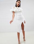 Nieuw witte jurk asymetrische een mouw maat 38 bruiloft, Nieuw, Knielengte, Maat 38/40 (M), Ophalen of Verzenden