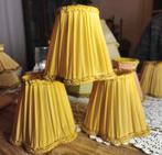 Set van 3 gele vintage plissé lampenkapjes, Huis en Inrichting, Lampen | Lampenkappen, Ophalen of Verzenden, Zo goed als nieuw