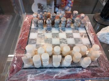 Vintage Italian albasten marmer schaakset 