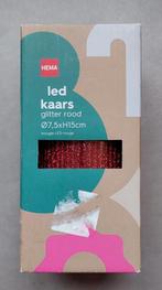 LED kaars - glitter rood - HEMA, Kunststof, Ophalen of Verzenden, Zo goed als nieuw, Kaars