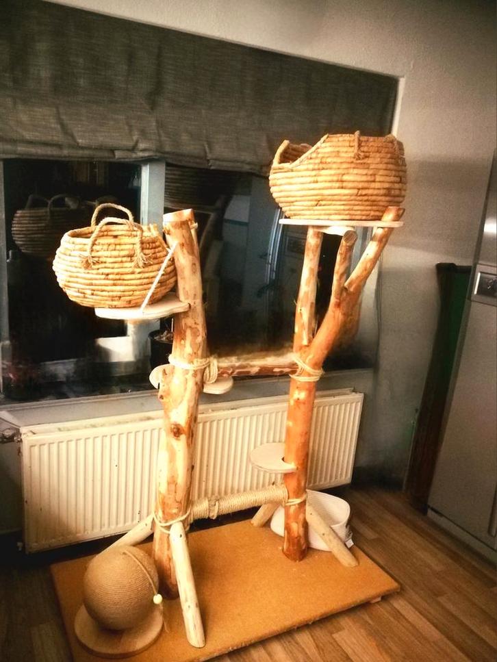Krabpaal zware kat, echt hout, eigen ontwerp, Dieren en Toebehoren, Krabmeubelen, Zo goed als nieuw, Krabpaal, Ophalen