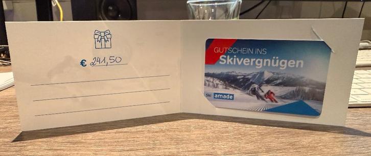 Tegoed Bon Ski Amade voor aankoop skipas twv 241,50, Sport en Fitness, Skiën en Langlaufen, Nieuw, Ski's, Overige merken, 160 tot 180 cm