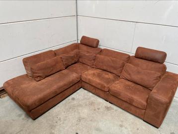 Montel hoekbank cognac suede - GEREINIGD!!! beschikbaar voor biedingen