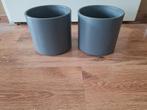 2 XL grijze keramiek accent bloempotten, Tuin en Terras, Bloempotten, Rond, Binnen, Ophalen of Verzenden, Zo goed als nieuw
