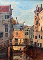 Impressionistisch schilderij Kattegat Amsterdam, Antiek en Kunst, Ophalen of Verzenden