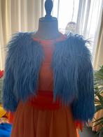 Blauw Faux Fur Jasje/Bolero - Maat S, Carnaval, Ophalen of Verzenden, Zo goed als nieuw, Kleding