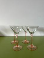4 vintage cocktailglazen met roze voet, Antiek en Kunst, Ophalen of Verzenden