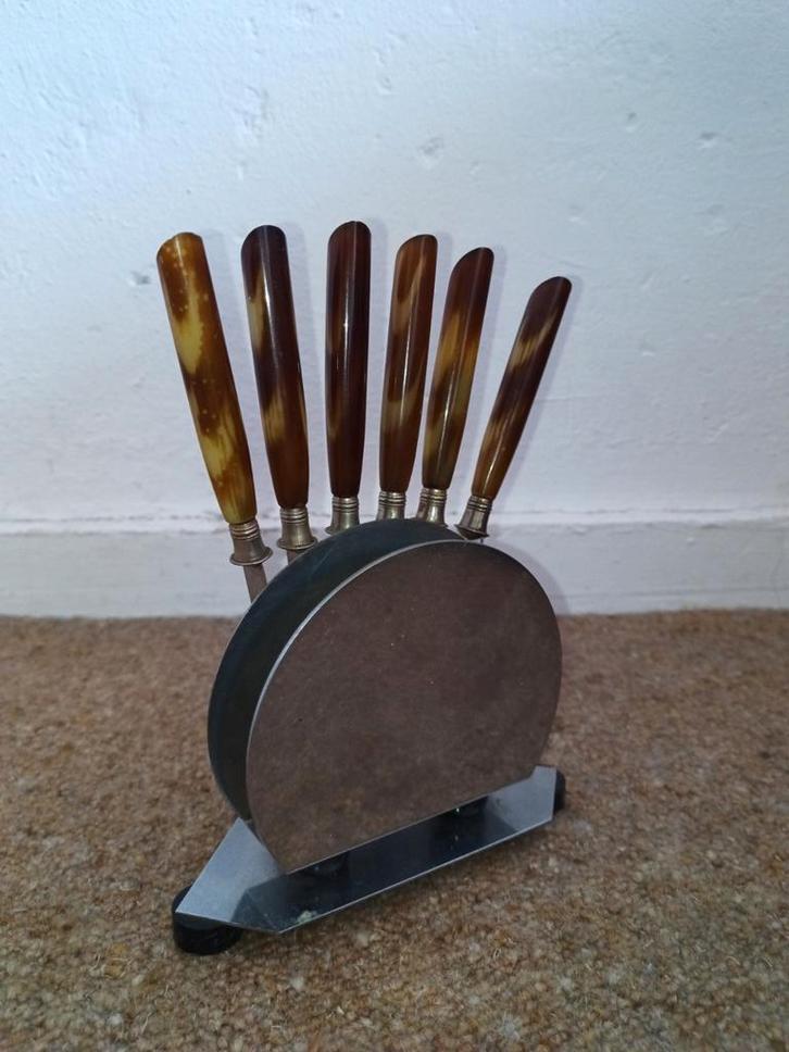 Vintage Messenset met Houder, Antiek en Kunst, Antiek | Bestek, Ophalen of Verzenden