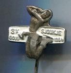 Sjoukje 3 x goud 1964 wit op zilverkl speldje ( S_199a ), Verzenden, Nieuw, Sport, Speldje of Pin