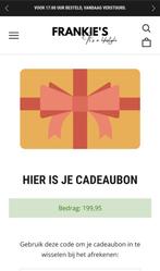 Frankie's Menstore Cadeaubon t.w.v. 199,95 -Onbeperkt geldig, Eén persoon, Cadeaubon, Warenhuis- of Winkelbon