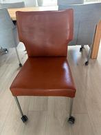 Eetkamerstoel leer Cognac met wieltjes - Design on Stock, Huis en Inrichting, Ophalen, Bruin, Leer, Zo goed als nieuw