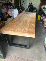 Steigerhouten tafel 250x97x76cm met stalen poten, Huis en Inrichting, Tafels | Eettafels, Ophalen, 200 cm of meer, 50 tot 100 cm