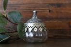 Vintage glazen pot met metalen deksel – Marokkaans/Indiaas, Ophalen of Verzenden