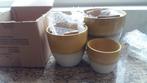 set van 3 mooie nieuwe bloempotten oker kleur, Rond, Nieuw, Minder dan 40 cm, Tuin