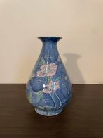 Keramieken vintage vaas met bloemenmotief – 21 cm hoog, Ophalen of Verzenden