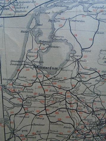 Spoorwegkaart zu Hermann's Fahrplane met Nederland 53 x 36  beschikbaar voor biedingen