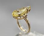 Gouden Vintage design ring lemon kwarts en diamant. 2025/396, 18 tot 19, ., Ophalen of Verzenden, Zo goed als nieuw