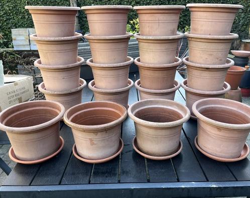 plantenbak plantenpotten 10 stuks met onderschotel, Tuin en Terras, Bloembakken en Plantenbakken, Gebruikt, Kunststof, Binnen