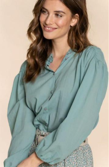 Als nieuw: GEISHA blouse turquoise mt. M pofmouwen | ruffles beschikbaar voor biedingen