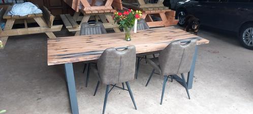 Eiken tafelbladen spoorbiels, wagonplank, Huis en Inrichting, Tafels | Eettafels, Zo goed als nieuw, 200 cm of meer, Vijf personen of meer