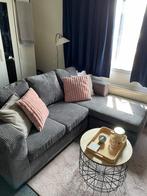 Mooie antraciet ribstof Stuart bank, Ophalen, 150 tot 200 cm, Hoekbank, Driepersoons